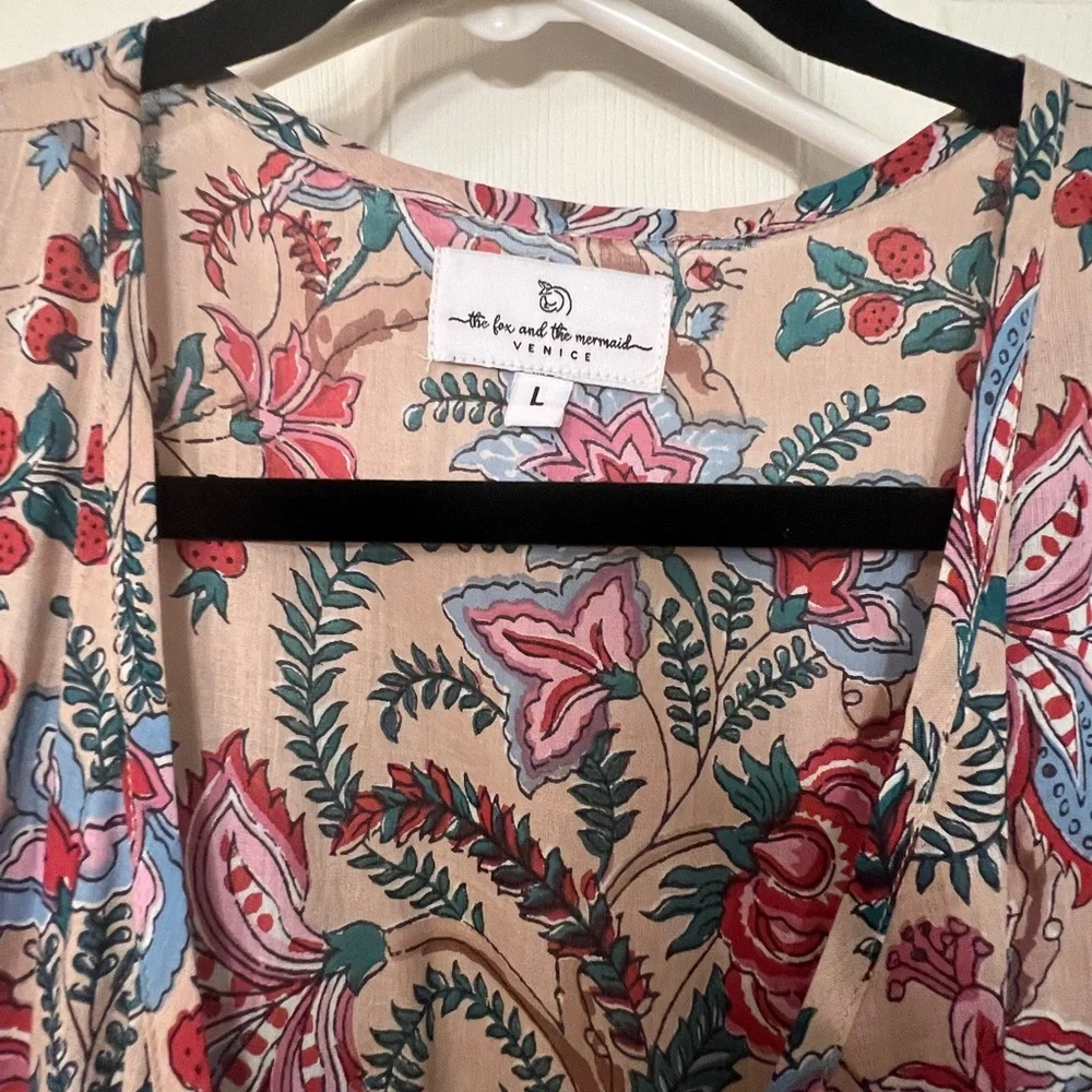 For Love And Lemons Pink and Blue Floral Wrap Maxi Dress - Picture 7 of 14